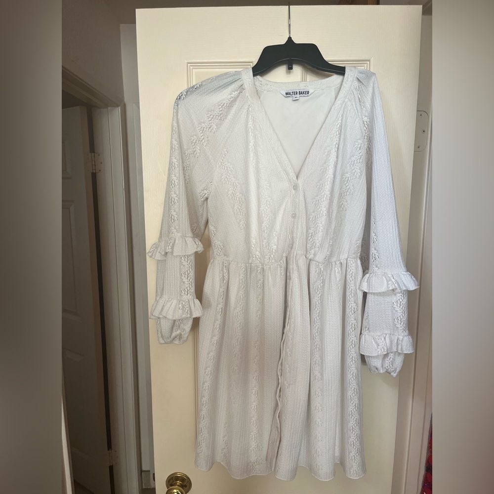 Walter Baker White Lace Button Front Dress | Size Medium | Romantic Boho